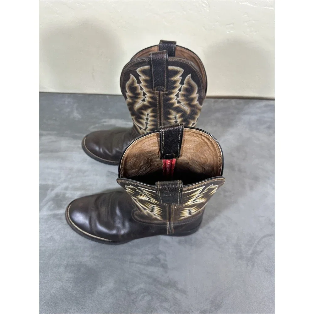 Tony Lama Cowboy Boots 10.5 M Ropin Ridin Ranchin Brown Leather Western RR3214